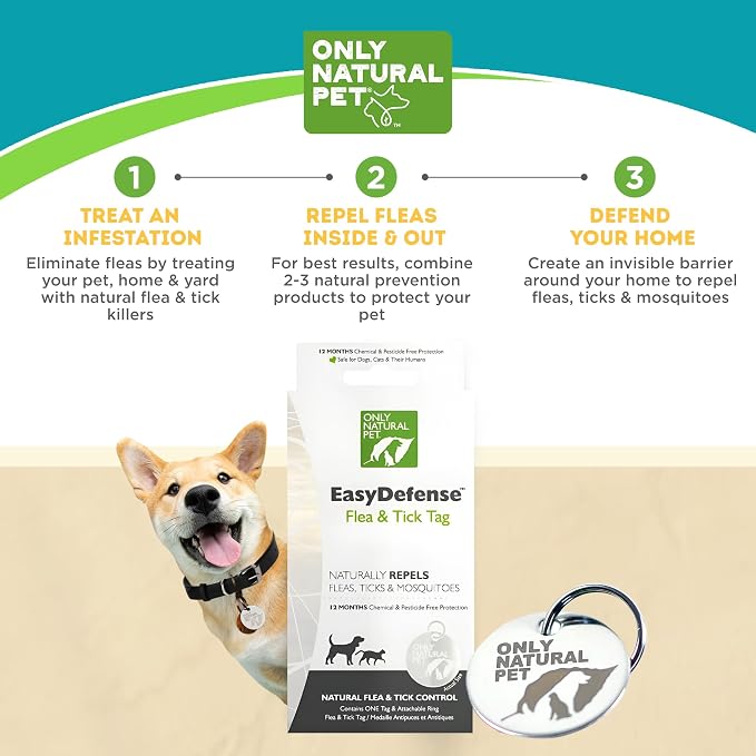 Only Natural Pet EasyDefense Tag – Lightweight, Collar Attachment for Dogs & Cats – Year-Round Wearable Protection and Comfort Accessory | Durable Design