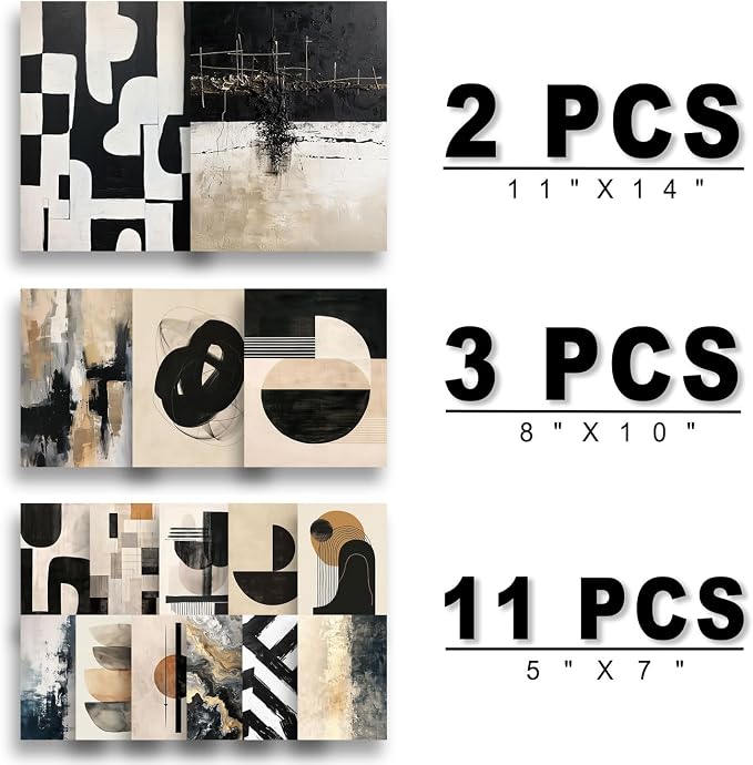 ANERZA 16 PCS Black and White Abstract Wall Art Decor, Minimalist Gallery Wall Prints for Bedroom, Boho Posters for Living Room Aesthetic, Collage Kit Pictures, Dorm Home Decor