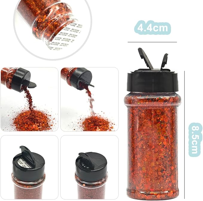 Burnt Orange - Craft Glitter - 2oz Glitter Shaker Bright Colorful Holographic Mix Chunky Body Glitter Bulk Wholesale 24 Colors in Shaker Cosmetic Glitter -EBLB400