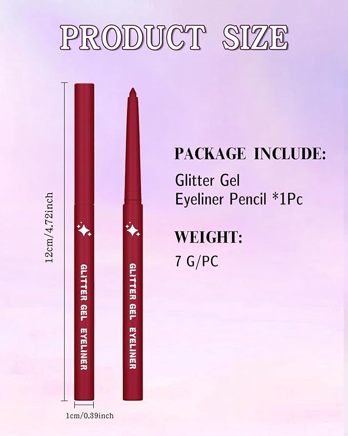 Glitter Gel Eyeliner Pencil,Retractable Cream Silvery Eye Liner Pencils,Waterline Eye Makeup Liners,Waterproof & Smudge Proof Eyeliner Facial Makeup Gift for Mature Women,Girls,Christmas– G11 Silvery