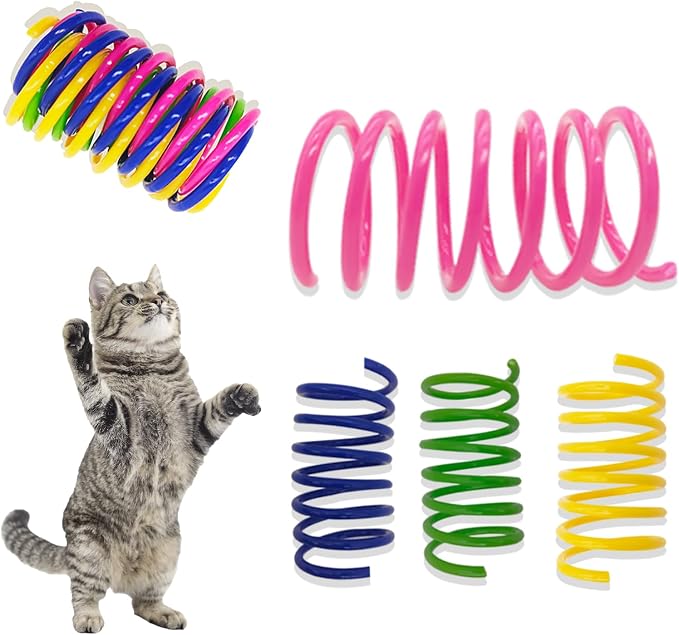 Cat Spring Toys 90 Pack, Interactive Toys for Kittens to Swat, Bite & Hunt, Colorful Durable Plastic Spiral Springs for Indoor Cats