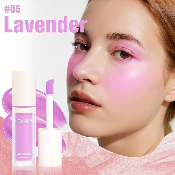 Matte Liquid Blush for Cheeks, High Pigment Buildable Cream Blush, Long-Lasting Natural Glow - Hydrating Formula Lightweight Makeup Radiant Flushed Cheeks (06 Lavender)