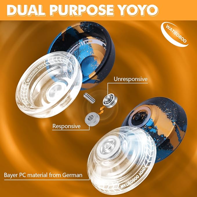 WATIEOBOO Yo-Yo 2-Piece Set P02 Crystal yo yo and M18 Camouflage Metal yo-yo, Suitable for Professional yoyo Players and Yoyo Beginners, with a Free yoyo Accessories Gift Bag