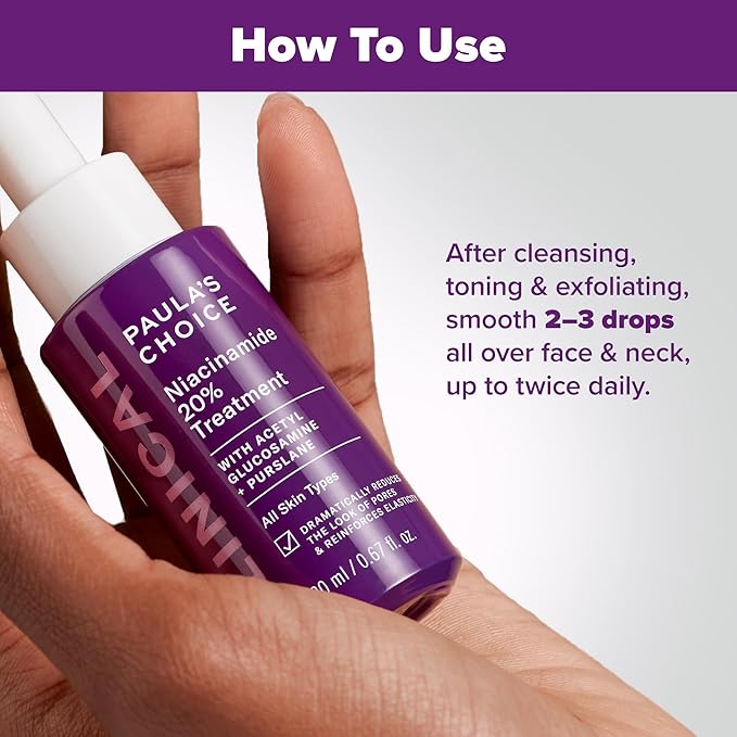 Paula's Choice CLINICAL 20% Niacinamide Vitamin B3 Concentrated Face Serum, Anti-Aging Serum for Face, Treatment for Discoloration & Minimizing Large Pores, Fragrance-Free, 0.67oz