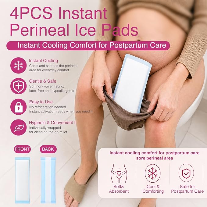 Postpartum Essentials Kit, Postpartum Recovery Set with Peri Bottle, Ice Pads, Perineal Care Foam, Cooling Pad Liners, Disposable Underwear, Labor Socks & Massage Roller,Labor Delivery Gift for Women