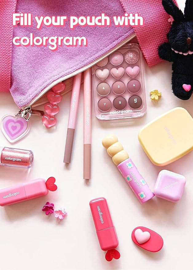 COLORGRAM Pin Point Eyeshadow Palette 01 Peach+Coral= | Ultra-Blendable Matte, Glitter, Shimmer Shades for Daily Makeup | K-Beauty Eye Palette with Easy-to-Use Calculator Design