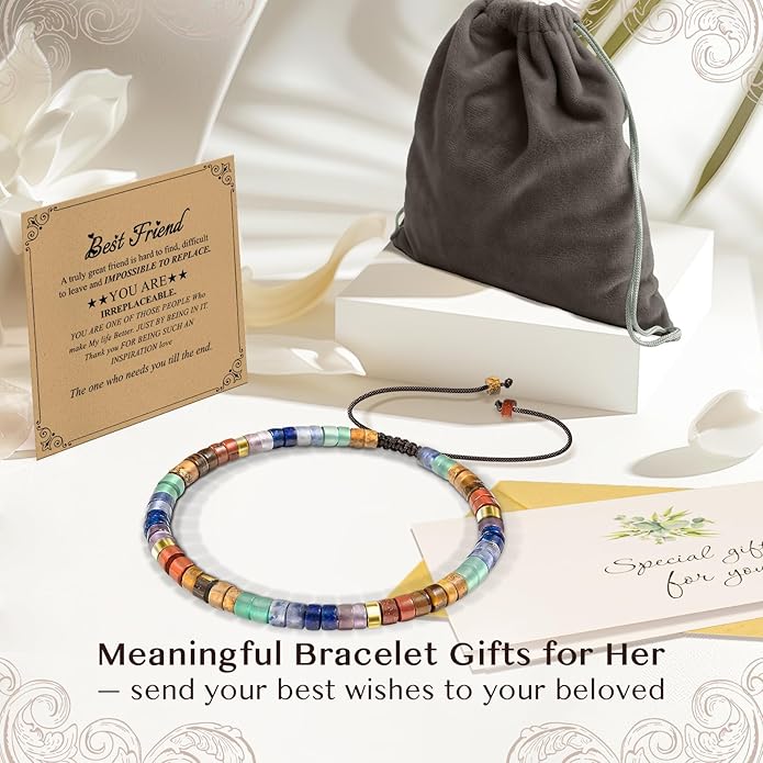 Inspirational Gifts Bracelets for Women: Valentines Mothers Day Birthday Gifts for Women Friends Sister Mom - Healing Natural Stone Beads Bracelets Thinking of you Get Well Soon Gift for Women