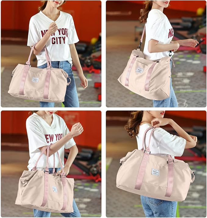 Travel Duffel Bag, Carry On Overnight Weekender Bags for Women | Travel Bag with Wet Pocket & Trolley Sleeve, For Spirit Airlines 18x14x8 Personal Item Bag