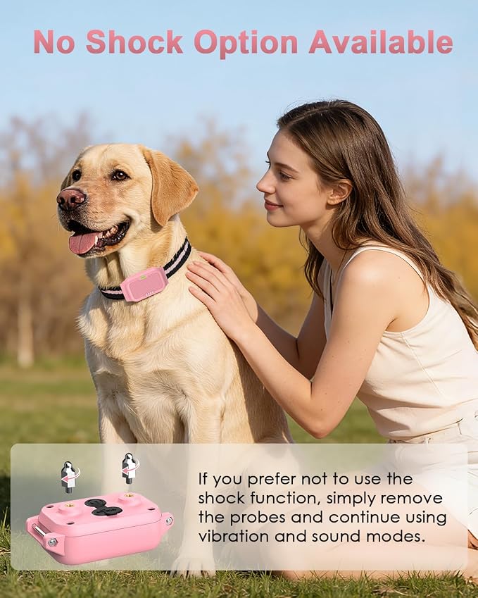 Shock Collar for Dogs, Dog Training Collar with Remote Control | IP67 Waterproof Receiver, Beep, Vibration, Safe Static Modes, Rechargeable，Adjustable Fit for 15–110 lb Dogs