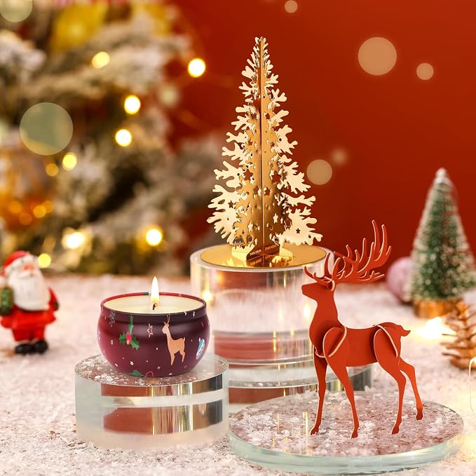 Christmas Candles Set, Christmas Scented Candle Gifts for Women, 4 Pack Small Aromatherapy Candle for Home Scented,Stocking Stuffers for Coworker Friends Teacher Adults Birthday Party