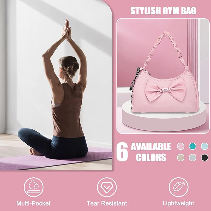 WOLT Gym Bag For Women, Yoga Mat Bag with Shoes Compartment, Wet Pocket and Water Bottle Pocket
