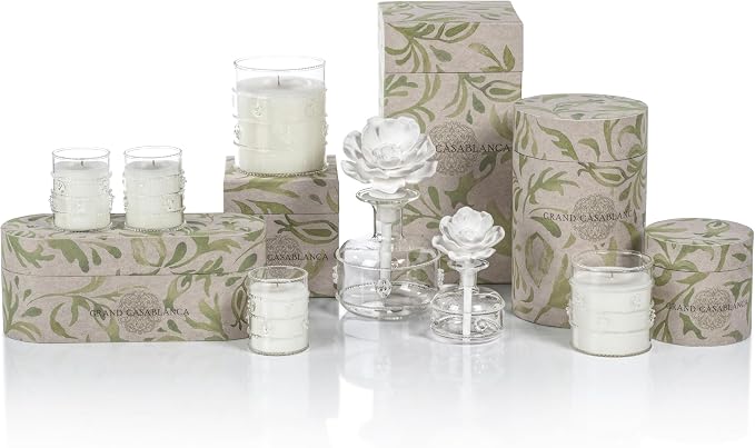 Zodax Grand Casablanca Glass Jar Scented Candle for Home Decor - Single-Wick Candle Ideal for Kitchen and Bathroom - Makes a Great Gift for Women and Men - Water Lotus - 12 Oz.