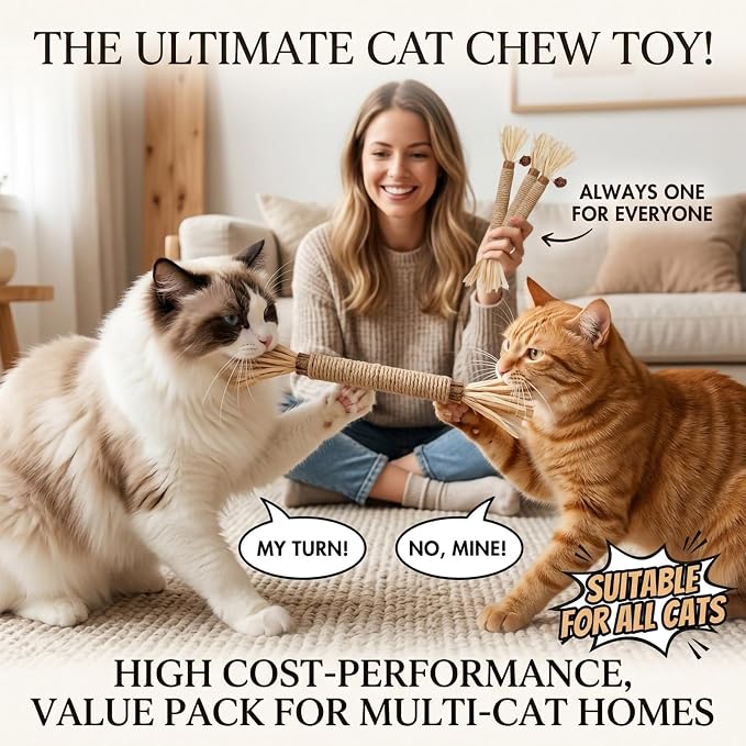 3 Pack Silvervine Cat Chew Sticks - Natural Kitten Toy for Cats