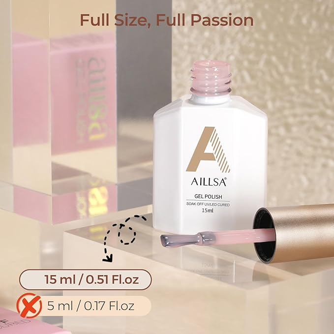 AILLSA Milky Pink Gel Nail Polish Natural Nude Jelly Gel Polish Light Color Translucent Nude Polish Sheer Pink Neutral Nails Soak Off U V Gel for French Manicure Nail Salon at Home 0.51 Fl Oz/GB90