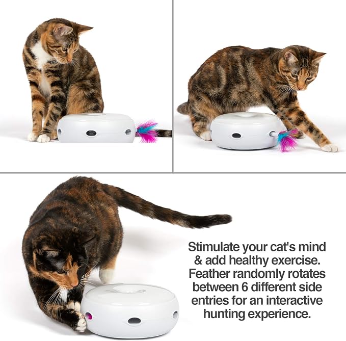 PetFusion Ambush Interactive Electronic Cat Toy Rotating Feather Teaser