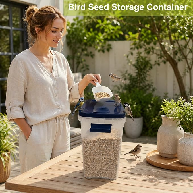 5-10 Lbs Airtight Cat Dog Food Storage Container, 8QT Compact Pet Food Bin