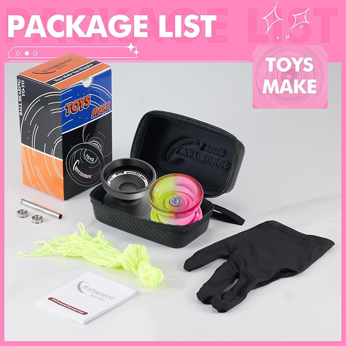 WATIEOBOO 2-Piece Yo-Yo Set - P02 Beginner PC YoYo + W21 Pro Metal yoyo Responsive and Non-Responsive Dual Mode Yo Yo Top Finger Spin, Yoyo Tricks, yoyo for Beginners and Professional Adults