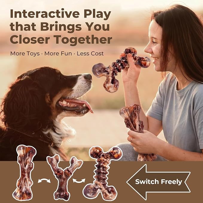 Kseroo 3-Pack Indestructible Dog Chew Toys for Aggressive Chewers,25-100lbs