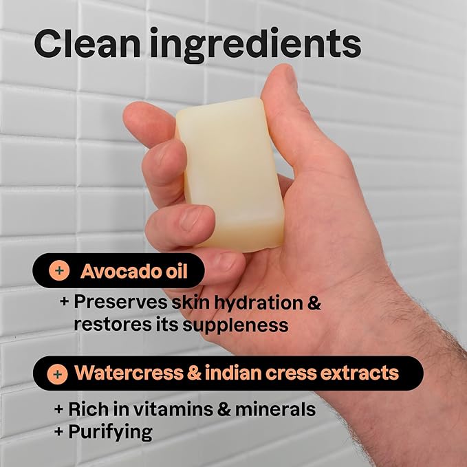 ATTITUDE Bar Soap Body Wash for Men, For Body and Hands, 99% Natural Origin Ingredients with Avocado Oil, EWG Verified, Patchouli & Bourbon, 4 Oz (Pack of 6)
