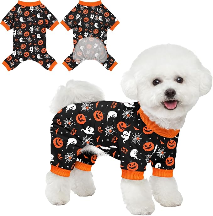 Dog Halloween Pajamas for Small Medium Dogs Halloween Pjs Pink Bow Dog Onesie Breathable Puppy Pj Pet Stretchy Soft Sleepwear for Spring Summer Costume-L