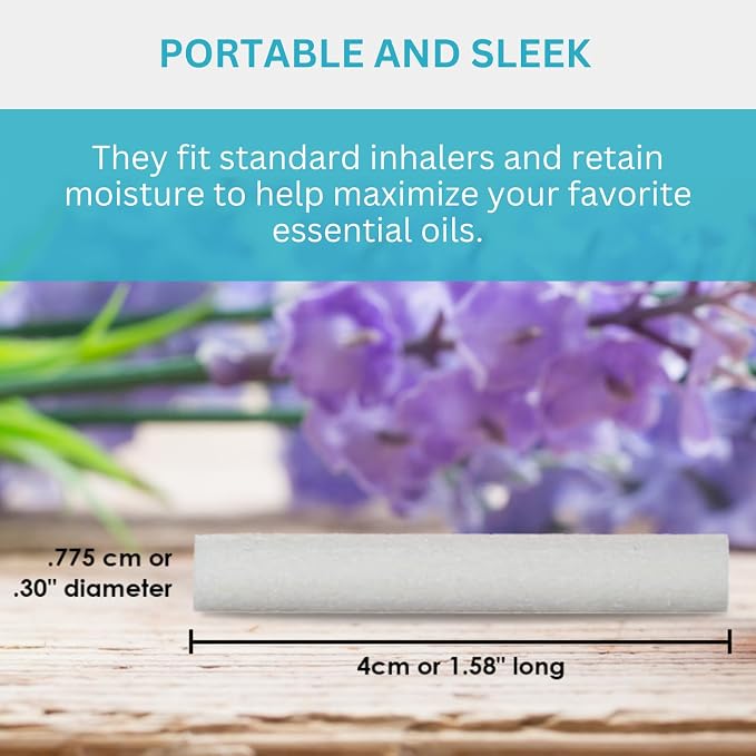 Wild Essentials 100 Pack Fiber Wick Essential Oil Inhaler Refills, 4 cm (1 5/8 inch) Blank Nasal Sticks for On the Go Aromatherapy Compact, Portable, Highly Absorbent, Degradation Resistant