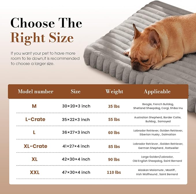 Large Orthopedic Dog Crate Bed with Waterproof Lining | Egg crate foam for joint support. Soft plush surface. Non-slip bottom. Removable & machine washable cover. OEKO-TEX certified