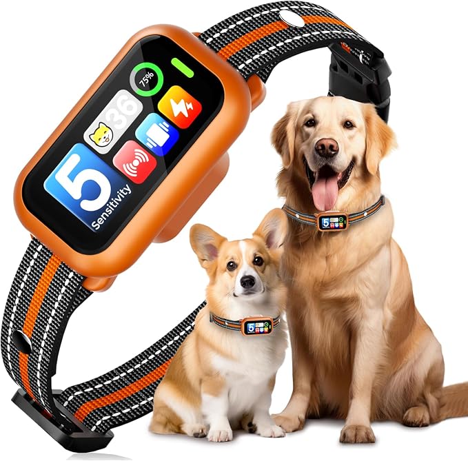 Bark Collar for Small Medium Large Dogs 8-100lbs | Upgraded Smart AI Anti Barking Collar w/AirTag Holder, 5 Modes (Beep/Vib/Safe Shock), Adjustable Sensitivity, Bark Counter, Rechargeable Waterproof