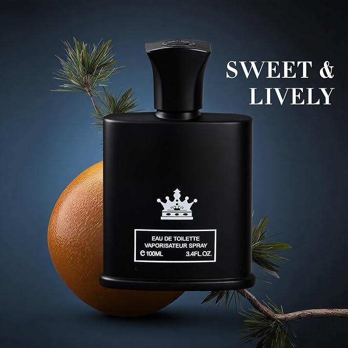 AFLUXE King-D Black Long-Lasting Cologne for Men | Lemon, Violet Leaves, & Sandalwood Scent | Eau de Toilette 100ml Spray | Day to Night Fragrance