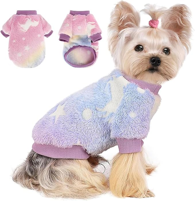 Dog Sweaters for Medium Dogs Girl Male, Soft Fleece Sweater, Glow in The Dark Pet Dog Winter Clothes for Medium Dogs Boy Girl, Fuzzy Sweatshirts Flannel Jacket Puppy Coat,M,Pink