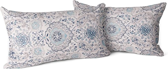Snycler Boho Throw Pillow Covers 12x20 inch Set of 2 Terracotta Rust Blue Colored Throw Pillows Double Sided Boho Home Soft Decor for Bedroom Living Room Couch & Sofa (No Inserts)