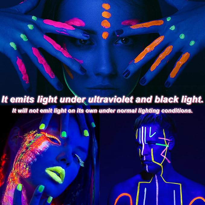 Glow in The Dark Face Body Paint, Glow In The Dark Under UV Black Light Sticks Makeup Neon Face Painting Kits for Adult Halloween Festival Accessory Glow Party Supplies (12 color pen)