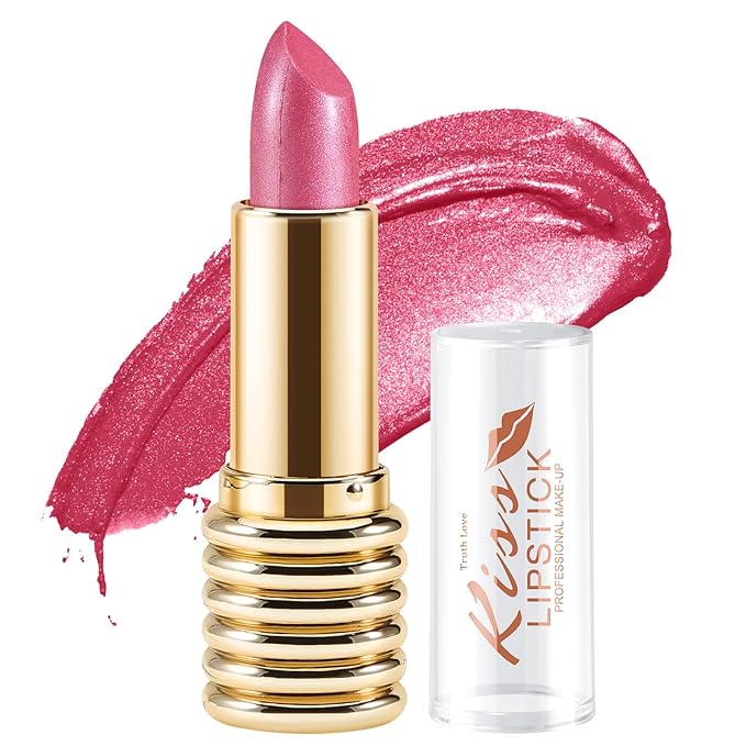 Boobeen Glitter Lipstick for Women Metallic Lip Stick Sparkling Shine Lip Makeup, Bold Smooth Lip Color High Pigment Long Lasting, Creamy Lipstick Full Coverage