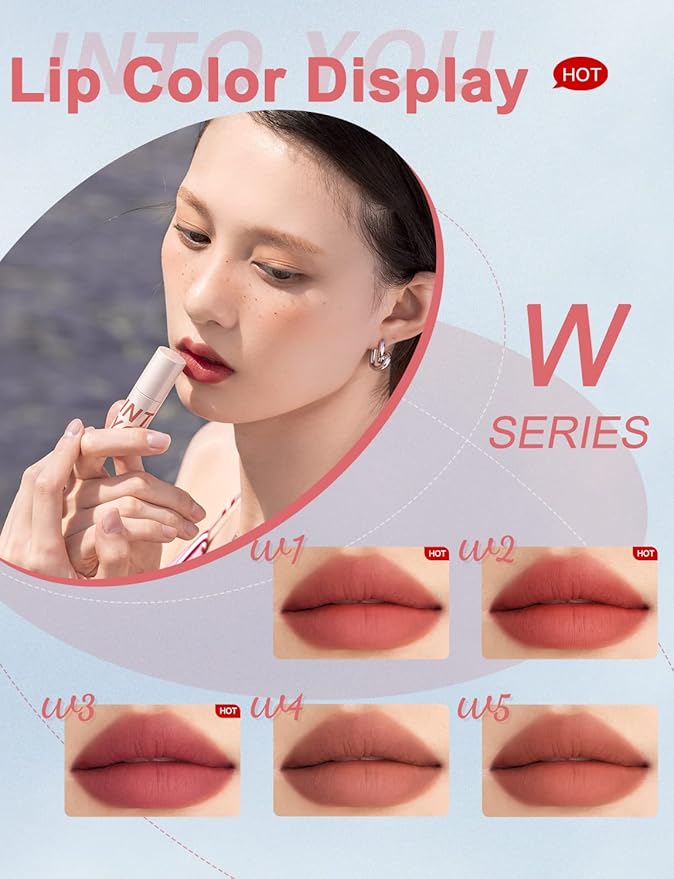 INTO YOU Matte Lipstick, Super Stay Lip Mud for Women, Lip Stain Long Lasting Waterproof, Lip Color Soft Lightweight, Smooth Lip Clay Mousse, Dual-Use For Lips And Cheek, Red Lipstick (W3)