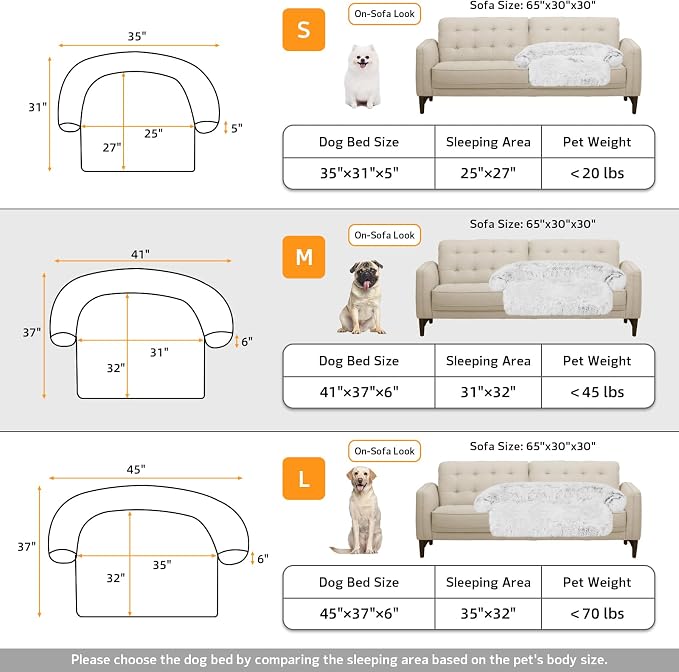 Calming Dog Bed Fluffy Plush Dog Mat for Furniture Protector with Removable Washable Cover for Large Medium Small Dogs and Cats (Medium, Light Grey)