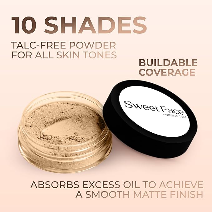FAIR 2 FOUNDATION (30g Full Size Sifter Jar) – Matte Mineral Makeup Loose Powder – Buildable Natural Coverage for Everyday Wear – Sweet Face Minerals SPF 30