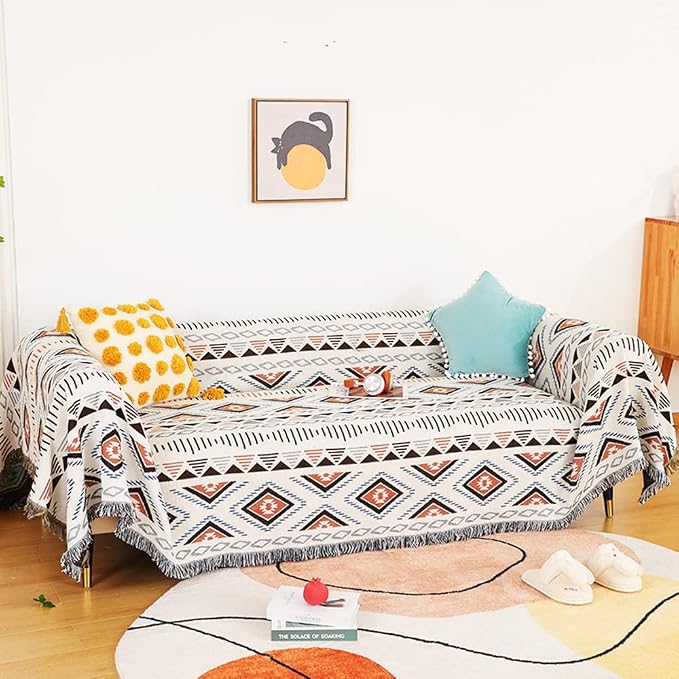 Lqprom Aztec Southwestern Throw Blanket,Native American Cover 51"x71" | Southwest Boho Style,Sofa Chair Cover,Outdoor Beach Car Tent Travel Camping Use,Reversible and lightweight,Tapestry,Tassels