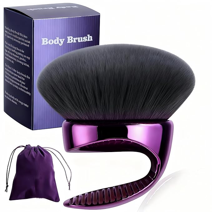 BS-MALL Extra-Large Multi-Purpose Body Brush – Luxury Travel-Friendly Self Tanning & Loose Powder Makeup Brush with Super Soft Bristles for Daily Use & Even Application