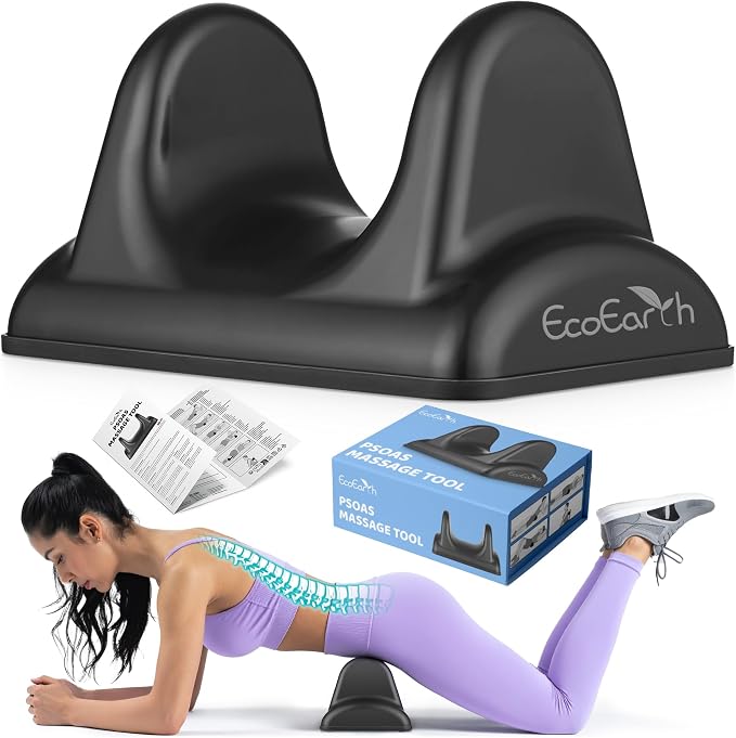 EcoEarth Psoas Release Massage Tool - Black - Deep Tissue Hip Flexor Massager with Anti Slip Base - Myofascial Massage Tool for Lower Back & Psoas Muscles - Trigger Point Massager