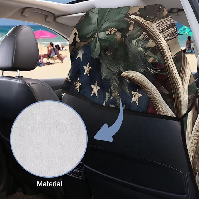 INSTANTARTS Camo American Flag Deer Hunter Car Seat Cover Protector Sweat Towel Multi-Functional Car Towel