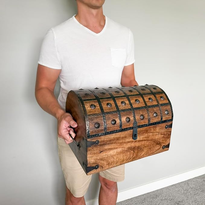 Treasure Chest Keepsake and Decorative Wood Box - Storage Box (XXX-Large 16x11x11)