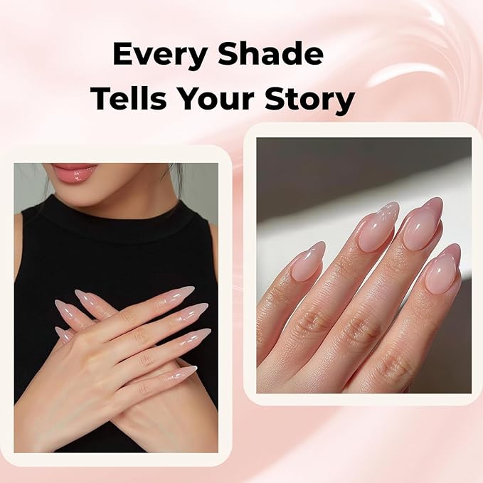 Jelly Gel Nail Polish - Sheer Translucent Semi-Transparent UV/LED Gel with Glossy Finish (Light Pink)