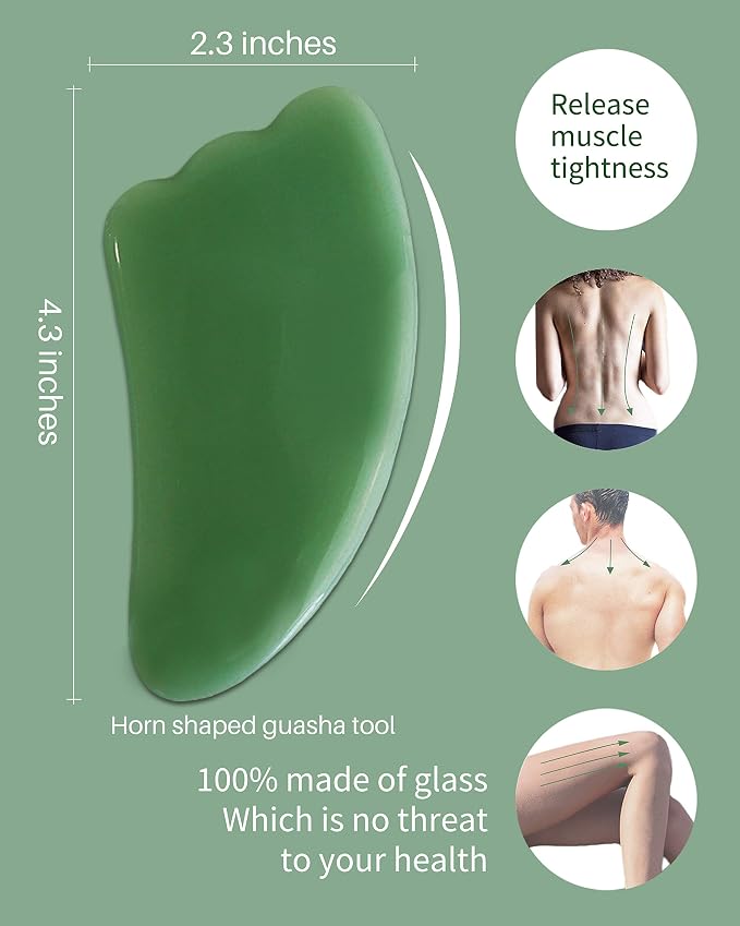 MoHern Gua Sha Massage Tools, 4 Pcs Gua Sha Tools of Multi-Shapes, Guasha Scraping Massage Tools for Face and Body (Dark Green)