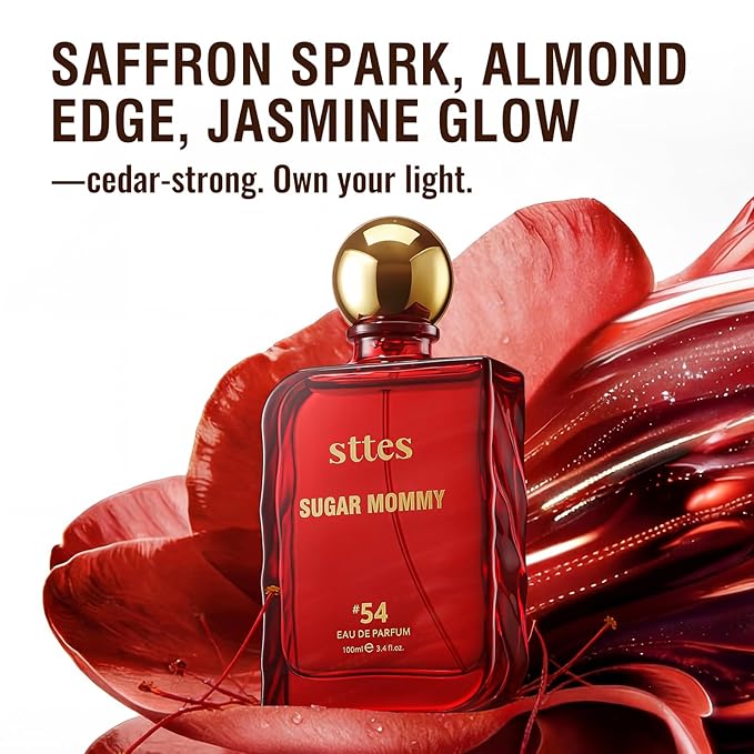 Sttes Sugar Mommy #54 Eau de Parfum for Women 3.4 Fl Oz / 100ml – Sweet Gourmand Perfume with Saffron, Almond & Jasmine, Amberwood Musk – Long Lasting Women's Fragrance Gift Perfume