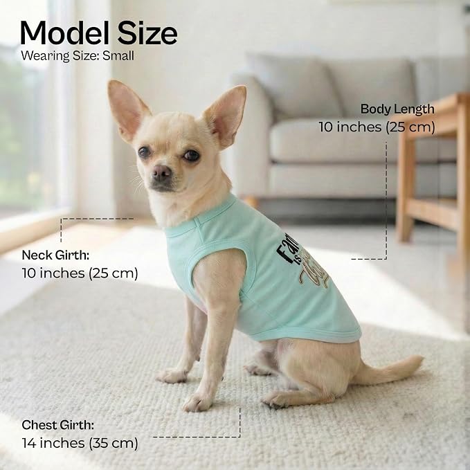 Parisian Pet Dog Shirt – 100% Cotton Shirts for Small Dogs – Blue Sleeveless Puppy Clothes – Lightweight and Breathable Dog Apparel – Family is Everything Dogs Clothes - Stretchy Pet T Shirts