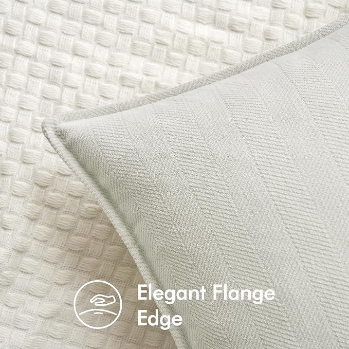 MIULEE Pack of 2 Cream Euro Shams Chenille Pillow Covers 26x26 Inch | Decorative Soft Couch Throw Pillows,Farmhouse Cushion Covers,Elegant Design for Sofa,Bed,Living Room,Summer Decor