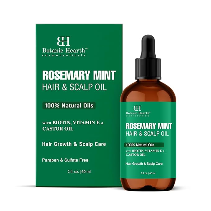 Botanic Hearth Hair Oil for Hair Growth & Hair Treatment Oils | Strengthening Dry, Frizzy, Damaged Hair & Scalp Treatment | Rosemary Mint Hair Oil – 2 Fl Oz