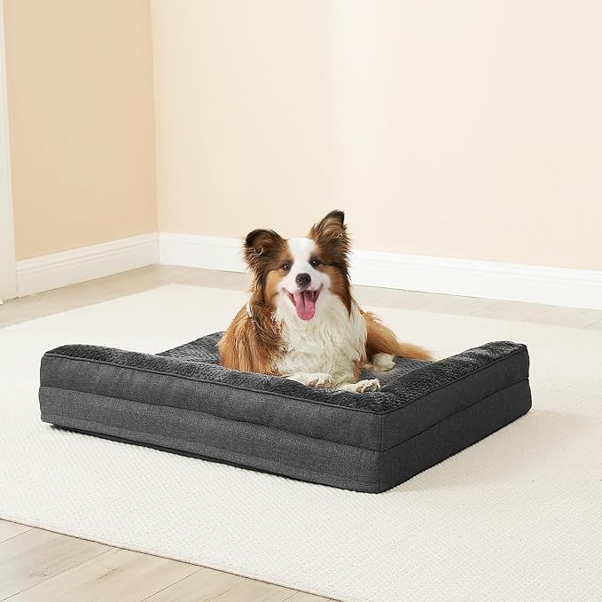 EHEYCIGA Orthopedic Dog Bed Medium Size Dogs, Memory Foam Dog Bed with Washable Removable Cover, Waterproof Pet Sofa Couch for Crate with Nonskid Bottom, 30x20x6, Dark Grey | Small Dog Sofa with Washable Removable Cover, Waterproof Pet Couch for Crate ...