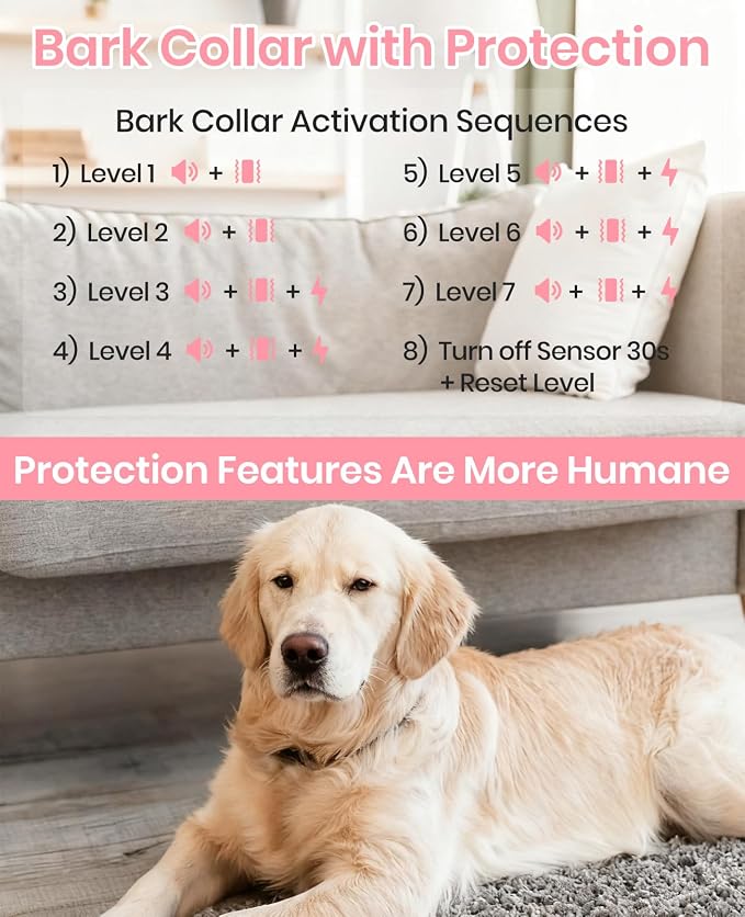 2 Dogs Bark Collar with Remote, 2-in-1 Bark and Shock Collar Combo, 3300Ft Dog Training Collar 2 Pack - Auto Anti Bark/Beep/Vibration/Shock, IP67 Smart E-Collar with 5 Adjustable Levels of Sensitivity