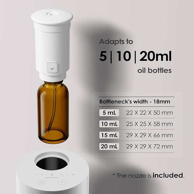 Airversa AN6 Waterless Essential Oil Diffuser Starter Kit, White | 2X20 mL BLG+BCR Hotel Scent Fragrance Oil, Up to 600 sq ft, Battery Operated, Portable for Home Car Office, AN6Kit-2x20-B