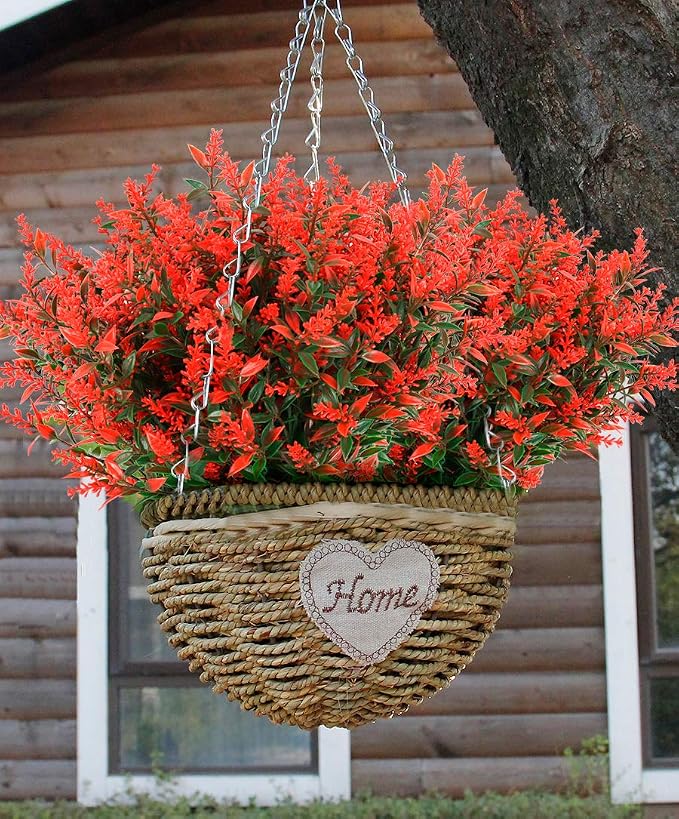 RECUTMS Artificial Lavender Flowers Plants 8 Bundles UV Resistant Boxwoods | Artificial Plastic Greenery Shrubs Plants Fall Eucalyptus Stems for Planter Kitchen Home Wedding Office Garden Festival Decor
